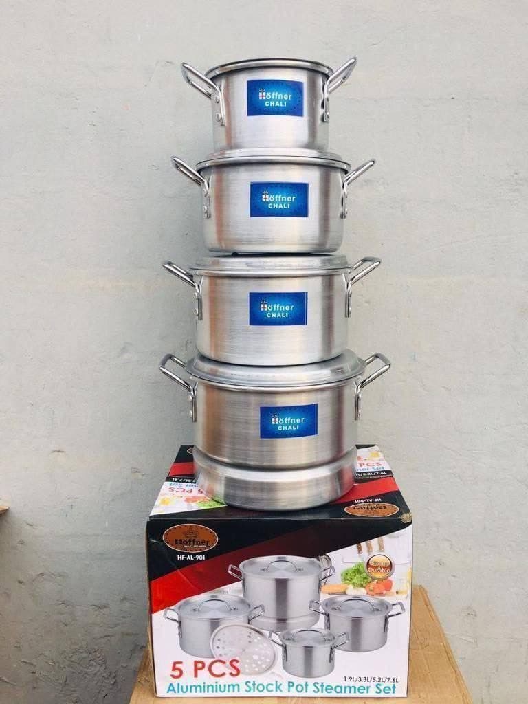 5 PCs aluminum pot sets with steamer