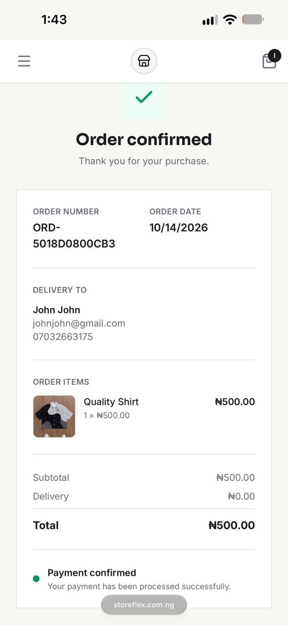 Order confirmed